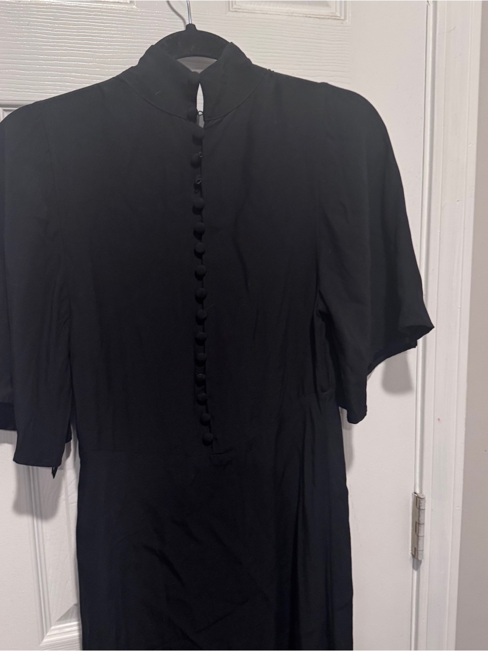 Free People Black Button Front Flutter Sleeve Dress Size 4 Viscose Boho